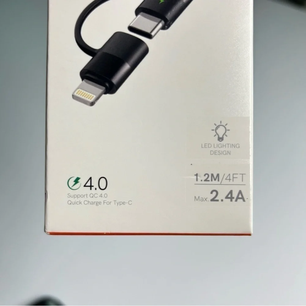 NWOT Mcdodo 2-in-1 Quick Charge Data Cable Android Type C & Apple Lighting 4FT